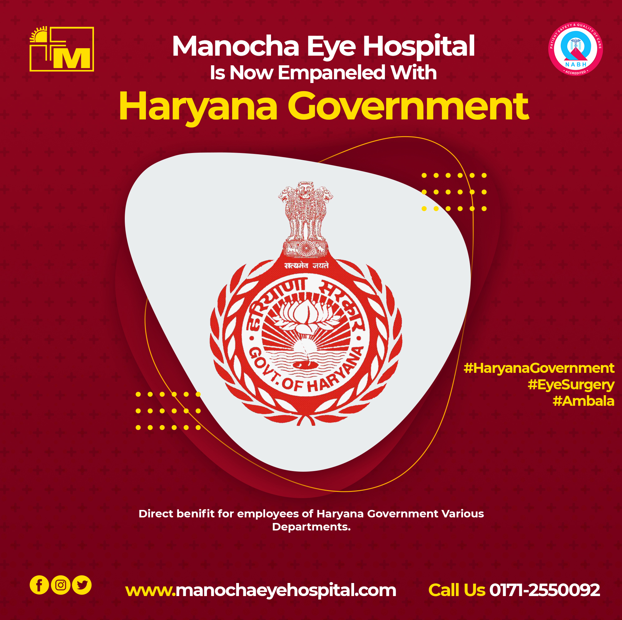 Empaneled with Haryana Government | Manocha Eye Hospital
